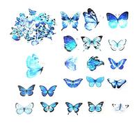 Jagowa 40 Pcs Butterfly Stickers Set, Vintage Natural Transparent Waterproof Decals for Scrapbook Diary Cards DIY Crafts (Blue)