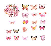 Jagowa 40 Pcs Butterfly Stickers Set, Vintage Natural Transparent Waterproof Decals for Scrapbook Diary Cards DIY Crafts (Pink)