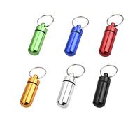 Jagowa 6 Pcs Portable Small Objects Pill Box with Keychain, Aluminium Spices Herb Storage Jar Tank