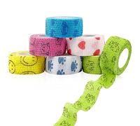 Jagowa 6 Rolls Vet Wrap Self Adhesive Bandage Tape Cohesive Compression Bandage for Pets Finger Sports and Stretch Athletic