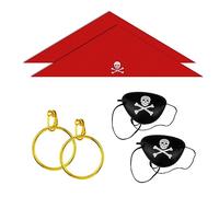Jagowa 6PC Pirate Captain Costume Set,Headband, Eye Patches, Gold Earrings, Perfect Party Accessories