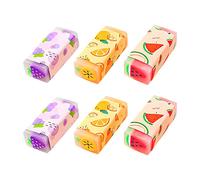 Jagowa 6PCS Cute Pencil Eraser Fruit Colorful Rectangle Rubber Eraser for Students Writing Office School Supplies