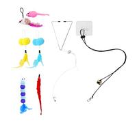 Jagowa 6PCS Door Hanging Cat Toy Self-Play Interactive Cat Toy Mouse Feather Chasing Exercise Entertain Toy(Random Color)