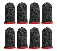 Jagowa 8 Pcs Anti Sweat & Slippery Finger Sleeves Mobile Game Finger Sleeve Thumb Sleeves Breathable Touch Screen Silver Fiber High Sensitivity Finger Sleeves (Red)