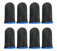 Jagowa 8 Pcs Anti Sweat & Slippery Finger Sleeves Mobile Game Finger Sleeve Thumb Sleeves Breathable Touch Screen Silver Fiber High Sensitivity Finger Sleeves (Blue)