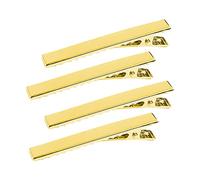 Jagowa Men's Tie Clips - Set of 4 Square Edge Bar Clips for Formal Wear - Ideal for Weddings, Meetings - Delicate Tack Pins - 60mm Length - Gold Finish