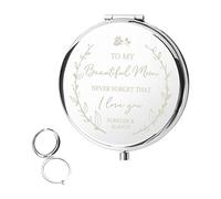 Jagowa Mum Birthday Gifts, Foldable Double-Sided Compact Mirror for Mum, Best Presents from Daughter or Son for Mother's Day (Silver)