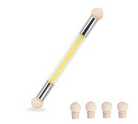Jagowa Nail Art Sponge Brush with 4 Replacement Heads Double Head Smudge Gradient Pen Washable Nail Art Tool for Women Decoration DIY Nail Art (Golden)