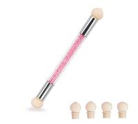 Jagowa Nail Art Sponge Brush with 4 Replacement Heads, Dual Ended Sponge Applicator Pen Acrylic Nail Accessories for DIY Nails Art (Pink)
