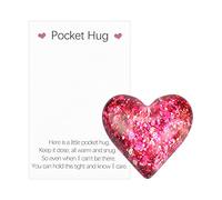 Jagowa Pocket Hug Token, A Little Pocket Hug Heart with Card and Box, Keepsake Ornament for Friends Warm Gifts for Birthday Valentine’s Day (Pink)