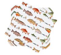 Jagrove 100 Count Disposable Paper Party Napkins 2 Ply Fish Print Decorative Beverage Guest Luncheon Dinner Cocktail Napkins for Under the Sea Gone Fishing Party, 6.5X6.5 Inches Folded