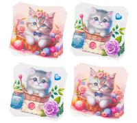 Jagrove 80 Count Disposable Paper Party Napkins 2 Ply Kitten Print Decorative Beverage Guest Luncheon Dinner Cocktail Napkins for Cat Animal Themed Party, 6.5X6.5 Inches Folded