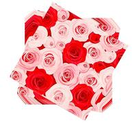 Jagrove Paper Napkins 100 Pack 2 Ply Pink Red Rose Printed Beverage Luncheon Dinner Paper Napkins Disposable Napkins for Wedding Anniversary Celebrations, 6.5X6.5 Inches Folded