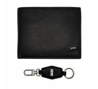 JAGUAR Black Leather Wallet and Genuine Leather Keyring Gift Set