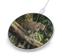 Jaguar Cat on Tree Trunk Round Fast Wireless Charging Pad