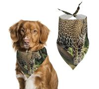 Jaguar Cat on Tree Trunk Waterfall Dog Bandana, Soft Breathable Pet Scarf, Personalized Dog Bib Kerchief for Small Medium Large Dogs Cats, Exquisite Pet Neckerchief for Daily Wear, Travel, Party