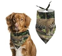 Jaguar Cat on Tree Trunk Waterfall Dog Bandana Triangle Dog Scarf Washable Adjustable Dog Bib Puppy Neckerchief Pet Bandana Pet Scarf Pet Triangle Scarf Handkerchief for Puppy Pet