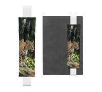 Jaguar Cat On Tree Trunk Waterfall Elastic Band Pen Holder Detachable Pu Leather Pen Sleeve Pouch Journal Pencil Holder Pencil Case Office Supplies Gift For Hardcover Journals Notebooks Planners