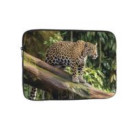 Jaguar Cat On Tree Trunk Waterfall Laptop Sleeve for Women Men, 15 Inch Waterproof Laptop Bag Lightweight Notebook Computer Cover Bag