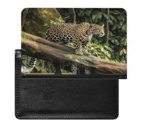 Jaguar Cat on Tree Trunk Waterfall Passport Holder Leather Passport Travel Wallet Slim Passport Cover Waterproof Passport Wallet Cover Case Passport Book Holder for Travel Must Haves Accessories