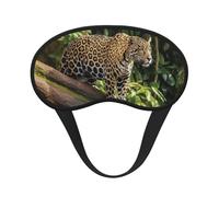 Jaguar Cat on Tree Trunk Waterfall Sleep Mask for Side Sleeper, Blackout Sleep Eye Mask Comfortable Blindfold Eyeshade Soft Breathable Sleeping Mask with Elastic Strap Silk Eye Covers for Travel