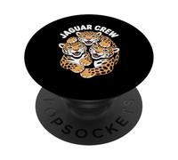 Jaguar Crew Cartoon Funny Wild Cat Trio Retro Art Jungle PopSockets Adhesive PopGrip