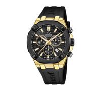 JAGUAR Men's Watch J1014/1 Diplomatic Stainless Steel Case 316l Gold Black Rubber Strap, strip