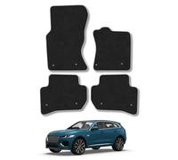 Jaguar F Pace (2016+) Car Mats Accessories Tailored Fit Carpet Floor Mats Non Slip Grey Trim Accessory Compatible Front Rear Set Anti Slip Full Coverage Granulated Backing Hand-Finished Clips