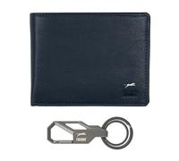 JAGUAR Gun Metal Blue Leather Wallet and Keyring Gift Set