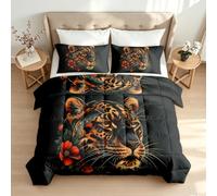 Jaguar Head Double Coverless Duvet Set All-Season 3D Reversible