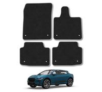 Jaguar I-Pace (2018+) Car Mats Accessories Tailored Fit Carpet Floor Mats Non Slip Grey Trim Accessory Compatible Front Rear Set Anti Slip Full Coverage Granulated Backing Hand-Finished Clips