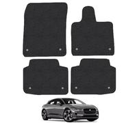 Jaguar I-Pace (2018+) Premium Car Mats Accessories Tailored Fit Tufted-Pile Carpet Black Trim Non-Slip Floor Mats Full Coverage Compatible Accessory Full Front & Rear Set Hand-Finished with Clips