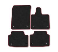 Jaguar I-Pace (2018+) Premium Car Mats Accessories Tufted-Pile Carpet Red Trim Tailored Fit Non-Slip Accessory Floor Mats Compatible Full Front & Rear Set Full Coverage Hand-Finished with Clips