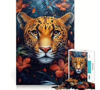 Jaguar in Jungle Bloom Jigsaw for Teenagers1000 Pieces Brain Skill True Detail Pattern Assemble Christmas Idea (38x52cm)