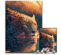 Jaguar in The Shallows 1000 Piece Puzzle Jigsaw Puzzles DIY Decoration, Brain Challenge, for Adult, Family, 26X38CM/10.23x14.96inch