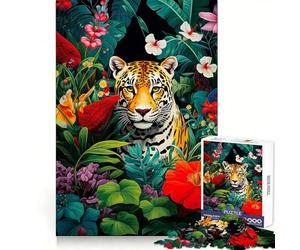 Jaguar Jungle Painting 1000 Pieces Jigsaw Puzzles for Adults Indoor Play Fine Detail Home Activity (38x52cm)