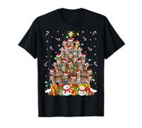 Jaguar Leopard Christmas Tree Lights Santa Hat Funny Xmas T-Shirt