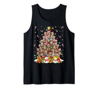 Jaguar Leopard Christmas Tree Lights Santa Hat Funny Xmas Tank Top