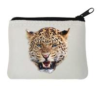 Jaguar Leopard Looks at You Neoprene Coin Purse Pouch 10x11cm White