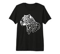 Jaguar Line Art Wildlife Big Cat Portrait Premium T-Shirt