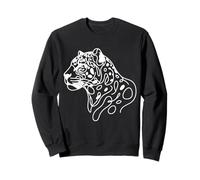 Jaguar Line Art Wildlife Big Cat Portrait Sweatshirt