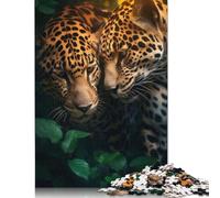 Jaguar Love Romance Hug Jigsaw Puzzles Puzzles for Adults Kids. 1000 Pieces Whimsical Challenge Toy Educational Games Home Decoration for Educational Games Gifts 1000pcs (40x28cm)
