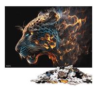 Jaguar Made by Fire Puzzle for Adults 500 Pieces Wood Puzzles Home Educational Games DIY Toys 500pcs (52x38cm)