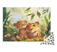Jaguar Mother And Son Jigsaw Puzzles. 1000pcs (75x50cm) Animals Whimsical Challenge Toy for Educational Games Gifts