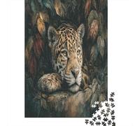 Jaguar on The Riverbank Jigsaw Puzzles Tropical Leaves Challenge Toy Educational Games Home Decoration for Adults& Teenager Age 14 Years Up 70x50cm/1000pcs