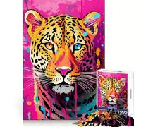 Jaguar Pop Art Portrait Jigsaw Puzzles for Teenagers 1000 Pieces Memory Train Fine Thick Home Game Birthday Present (50x75cm)