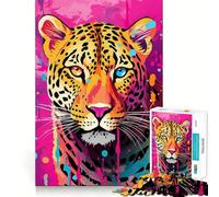 Jaguar Pop Art Portrait Jigsaw Puzzles for Teenagers 1000 Pieces Memory Train Fine Thick Home Game Birthday Present (50x75cm)
