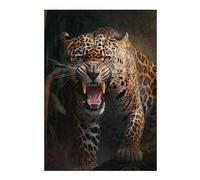 Jaguar Roaring in The Wild Wooden Jigsaw Puzzle for Adults, 300 PCS