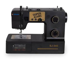 Jaguar SJ-34E Heavy-Duty Sewing Machine | 34 Stitches | Electronic Features | Extension Table | Automatic Needle Threader | Drop-in Bobbin | Servo Motor | LED Light | Free Arm | Ideal for Thick Fabric