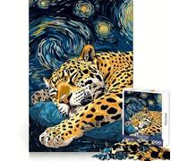 Jaguar Sleeping Under Starry Night Sky Jigsaw Puzzles 1000 Pieces for Teenagers Anxiety Relief Precise Connection Fun Hobby Fine Art (50x75cm)